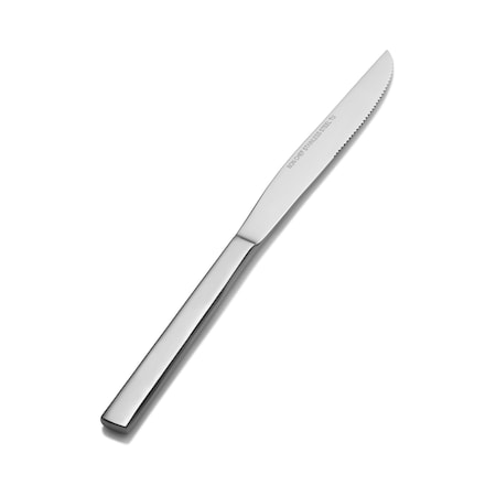 Bon Chef Milan, Steak Knife, Euro, Solid Handle, Mirror Finish, 13/0, 9.13" , set of 12 S3815